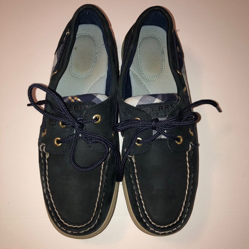 Blue Suede Sperry Boat Shoes